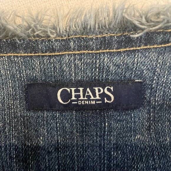 Chaps, Mens collarless Denim Jean Jacket, size L - Picture 2 of 3